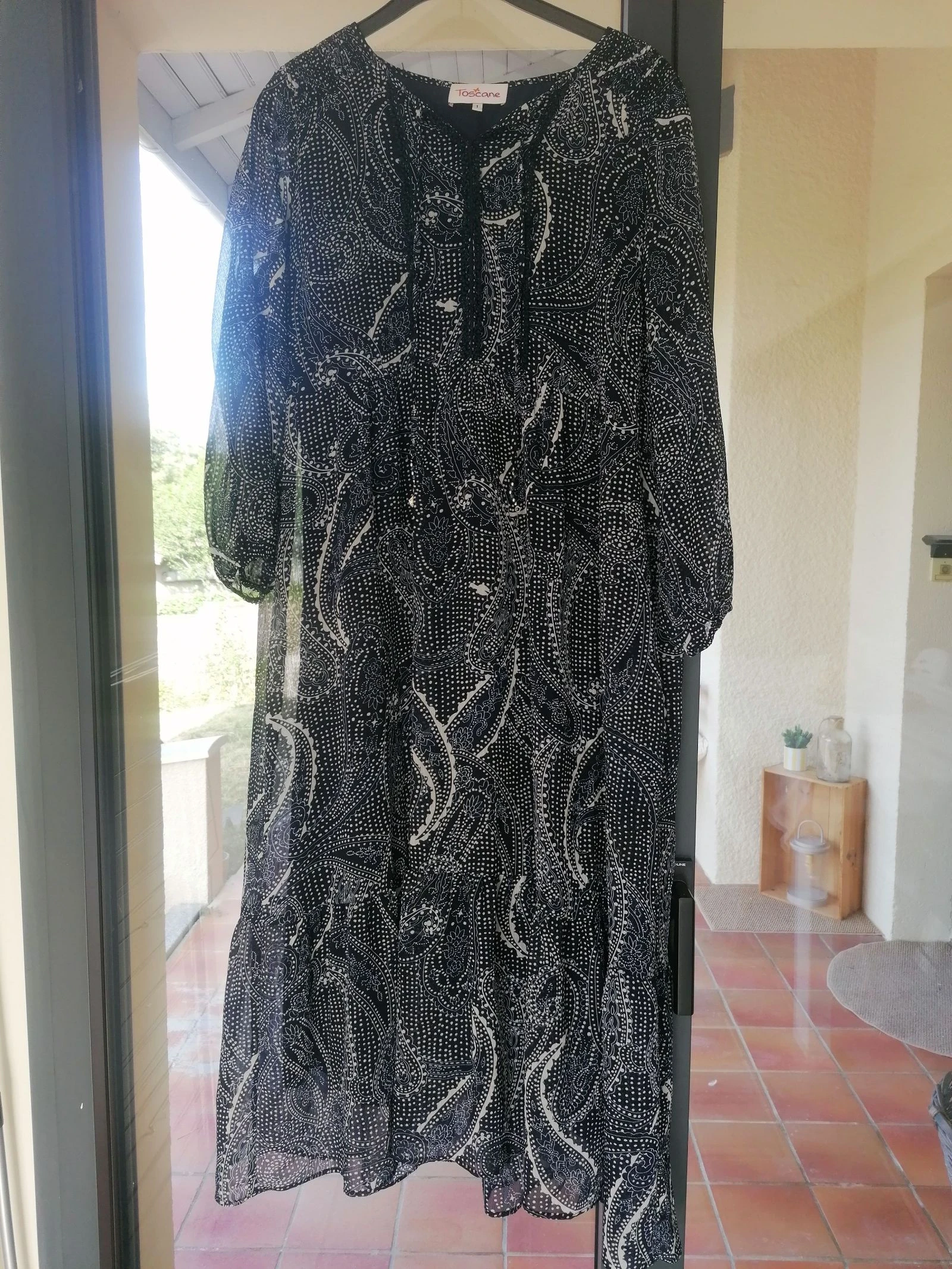 Robe longue d'été, Toscane taille 1/38,40, bleu marine et blanc 